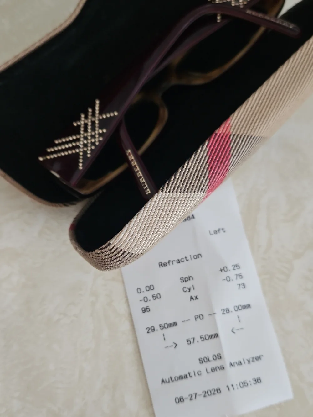 Burberry Burgundy Crystal-Stud -0.50/-0.75 Glasses.